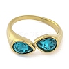 Ion Plating(IP) 304 Stainless Steel Rhinestone Teardrop Cuff Open for Women RJEW-N046-04G-G-2