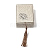 Wood Covered with Linen Cloth Pendant Necklace Boxes OBOX-XCP0001-04-1