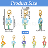 SUNNYCLUE 30Pcs Dyed Synthetic Turquoise & Glass Seed Beaded Flower Pendant Locking Stitch Markers HJEW-SC0001-55-2