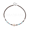 Summer Beach Synthetic Turquoise & Natural Coconut Beaded Neklaces NJEW-JN05208-02-4
