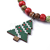Christmas Trees Printed Basswood Charm Stretch Bracelets BJEW-JB04496-01-2