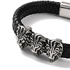 Men's Braided Black PU Leather Cord Bracelets BJEW-K243-20AS-2