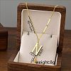 304 Stainless Steel Initial Pendant with Dice Tassel Necklaces FS-WGD823D-14-1