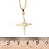Brass Pave Clear Cubic Zirconia Star Pendant 304 Stainless Steel Chain Necklaces for Women NJEW-D341-07G-5