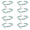 ANATTASOUL 8Pcs 8 Style Synthetic Turquoise Starfish & Seed & Resin Beaded Double Layer Multi-strand Anklets Set AJEW-AN0001-03-1