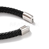 Men's Braided Black PU Leather Cord Bracelets BJEW-K243-23P-4