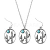 Alloy & Synthetic Turquoise Dangle Earrings & Pendant Necklaces Sets FS-WG3DEAB-01-3