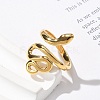 304 Stainless Steel Snake Open Cuff Rings for Women RJEW-Z077-01G-09-3