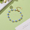 Brass Enamel Evil Eye Link Bracelets BJEW-JB06179-2