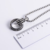 304 Stainless Steel Skeleton Hand Holding Ring Pendant Necklaces for Men IJ7067-2