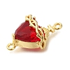 Brass FireBrick Cubic Zirconia Sacred Heart of Jesus Connector Charms LS-KK-R002-27G-02-2