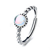 925 Sterling Silver & Natural Moonstone Adjustable Finger Rings FS-WG9EA45-02-2