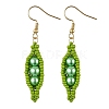 304 Stainless Steel Glass Seed Beads Pea Dangle Earrings EJEW-MZ00557-3