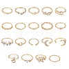 19Pcs 19 Style Alloy Open Cuff Rings Set with Rhinestone RJEW-FI0001-16-1