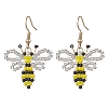 Bees Glass Seed Beads Woven Dangle Earrings EJEW-MZ00681-2