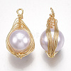 ABS Plastic Imitation Pearl Pendants KK-T038-446G-2