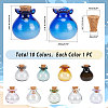   10Pcs 10 Colors Lucky Bag Shape Glass Cork Bottles Ornament AJEW-PH0004-64-5