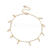 Natural Cultured Freshwater Pearl Rondelle Tassel Anklets AJEW-AN00718-3