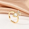Rabbit Brass Micro Pave Clear Cubic Zirconia Open Cuff Rings RJEW-G343-02G-1