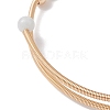 Natural Aquamarine Round Beaded Cuff Bangle BJEW-JB10113-04-4