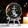 Inner Carving Cross & Prayer Hand Glass Crystal Ball Diaplay Decoration PW-WG8331F-01-1