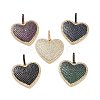 Heart Brass Micro Pave Cubic Zirconia Pendants KK-G435-04G-1