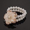 Elegant Lady's Flower ABS Pearl Beaded Stretch Multilayer Bracelets X-BJEW-A104-01A-1