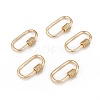 Brass Micro Pave Clear Cubic Zirconia Screw Carabiner Lock Charms ZIRC-T010-10-2