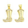 Boot Rack Plating Brass Micro Pave Clear Cubic Zirconia Pendants KK-NH0001-12G-1