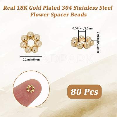 80Pcs 304 Stainless Steel Spacer Beads STAS-BBC0008-27B-G-1