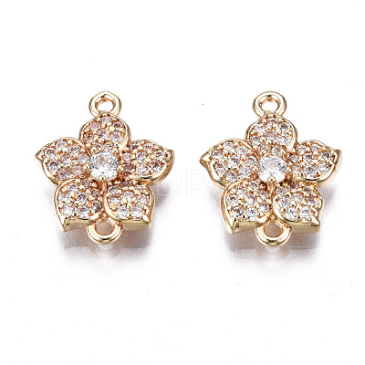Brass Micro Pave Clear Cubic Zirconia Links Connectors X-KK-S359-155-RS-1