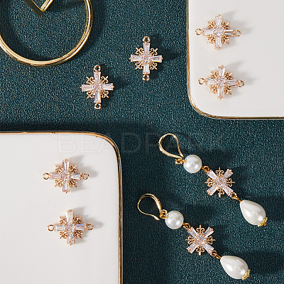 8Pcs Brass Pave Clear Cubic Zirconia Connector Charms KK-BBC0014-64-1