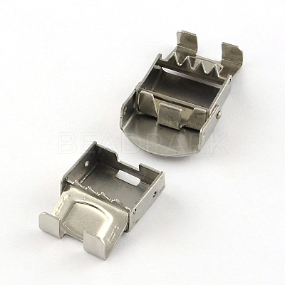 Tarnish Resistant Smooth Surface 201 Stainless Steel Watch Band Clasps STAS-R063-80-1