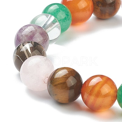 Natural Mixed Wealth Stone Beaded Stretch Bracelets BJEW-D446-D-39-1