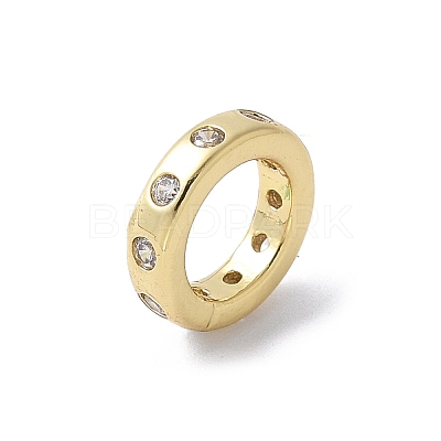 Brass Micro Pave Cubic Zirconia European Beads KK-K399-14G-01-1