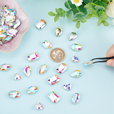 64Pcs 4 Style Glass Rhinestone Cabochons RGLA-FG0001-11A-1
