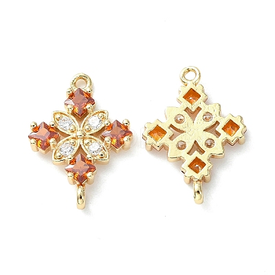Brass Pave Cubic Zirconia Connector Charms KK-G462-45KCG-07-1