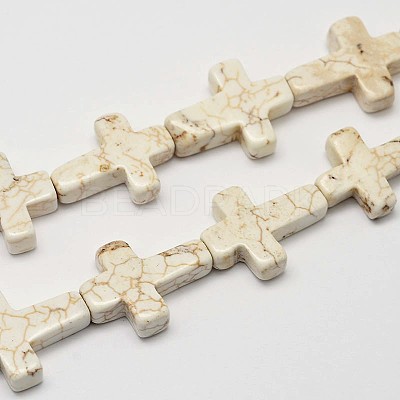 Cross Natural Magnesite Beads Strands G-M138-01-1