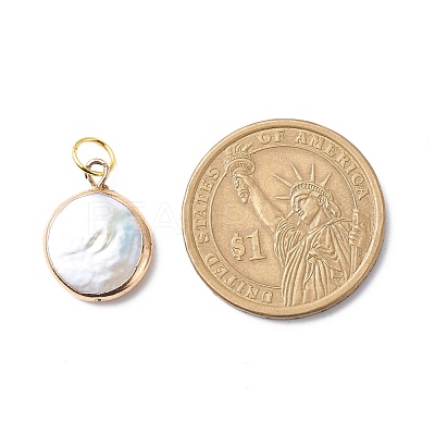 Electroplate Natural Baroque Pearl Keshi Pearl Pendants PALLOY-JF01896-1
