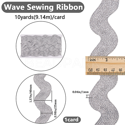 10 Yard Metallic Polyester Wavy Fringe Trim Ribbon SRIB-GF0001-38S-1