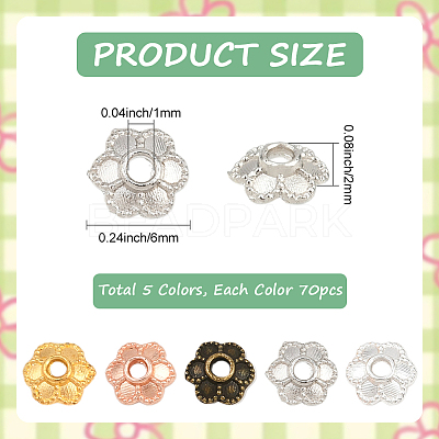 350Pcs 5 Colors Alloy Bead Caps Enamel Settings FIND-PA0001-08-1
