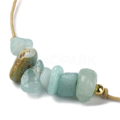 Natural Amazonite Chips Braided Bead Bracelets BJEW-JB09851-05-1