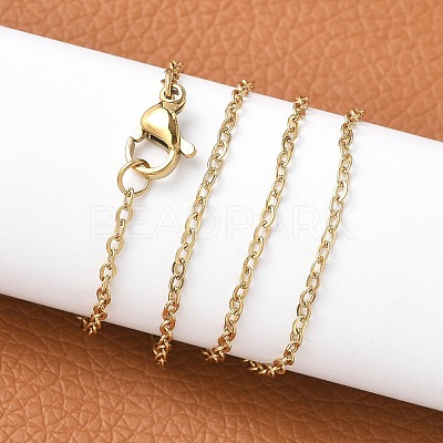 Ion Plating(IP) 304 Stainless Steel Cable Chain Necklaces NJEW-E026-04G-D-1