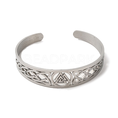 Non-Tarnish 304 Stainless Steel Hollow Cuff Bangles LS-BJEW-Z022-03P-1