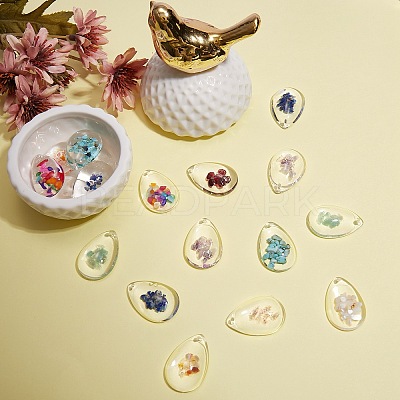 40Pcs 10 Colors Transparent Glass Pendants GGLA-SZ0001-44-1