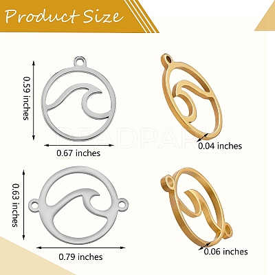 DIY Flat Round with Wave Making Findings Kits STAS-SZ0002-59-1