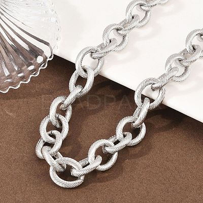 13MM 304 Stainless Steel Textured Cable Chain Necklaces NJEW-Z105-02P-1
