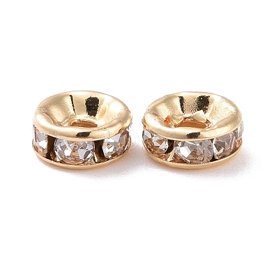 Brass Crystal Rhinestone Spacer Beads KK-G418-14G-A-1