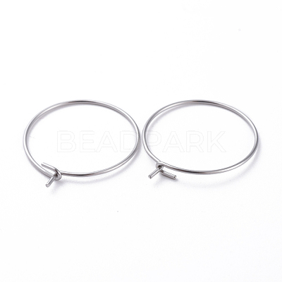 316 Surgical Stainless Steel Circle Wire Hoop Earring Findings STAS-J025-01B-P-1