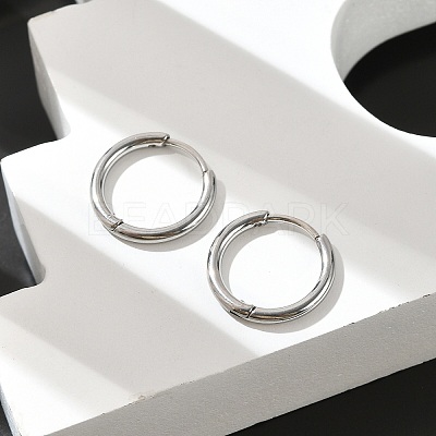 Tarnish Resistant 304 Stainless Steel Huggie Hoop Earrings EJEW-G272-02-12mm-P-1